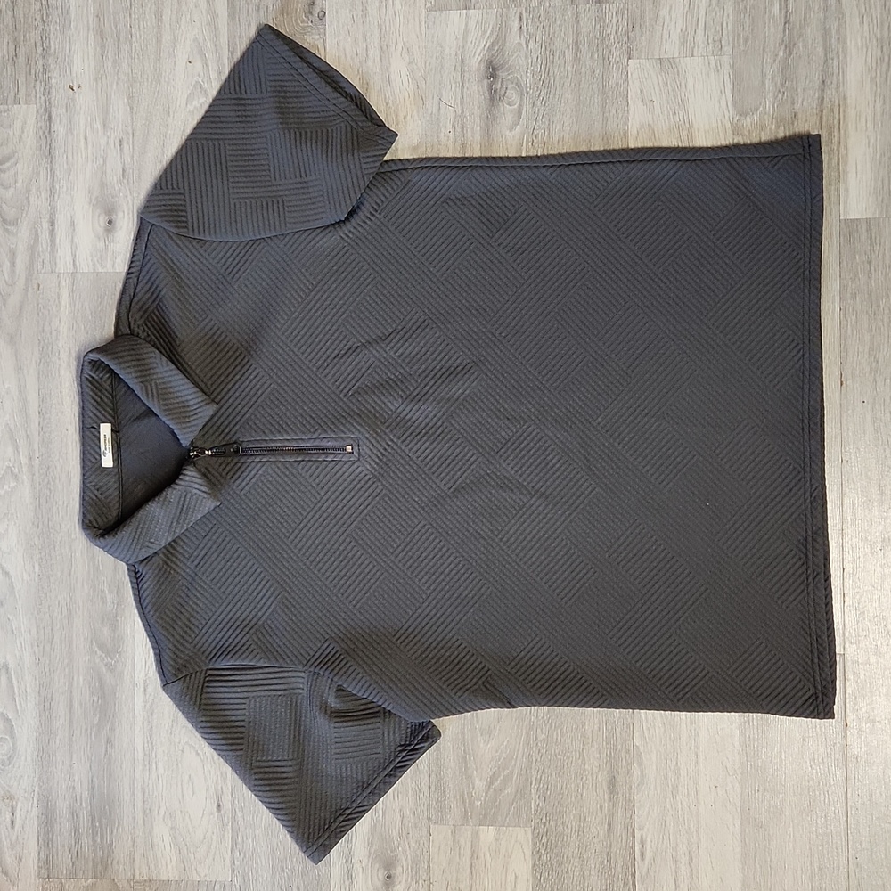 Ishowpeer Textured Polo Shirt Size Large Gray